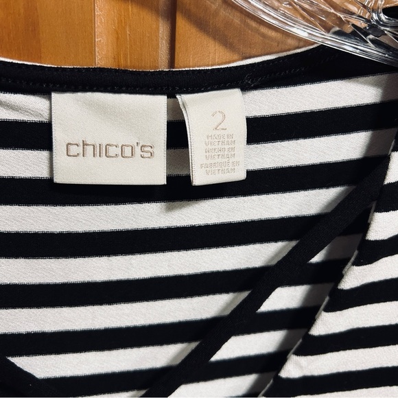 Chico’s black and white striped, SOFT pullover blouse - Picture 3 of 4